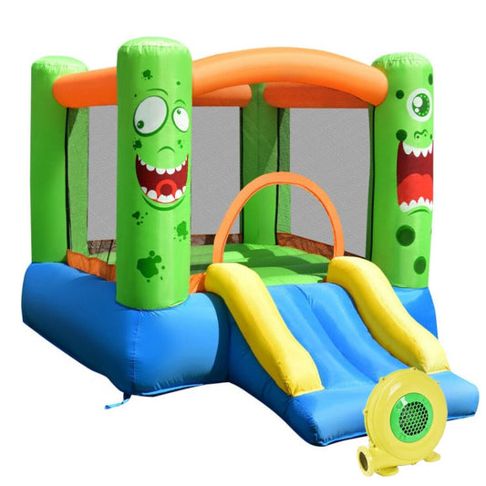 Inflatable Castle Bounce House Jumper Kids Playhouse with Slider, Multicolor
