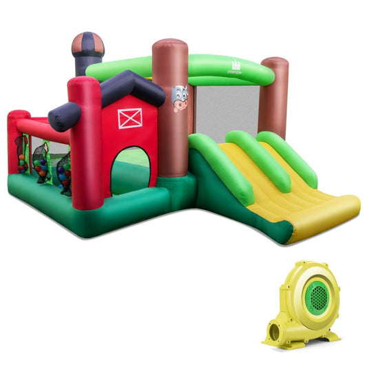 Farm Themed 6-in-1 Inflatable Castle with Trampoline and 735W Blower at Gallery Canada
