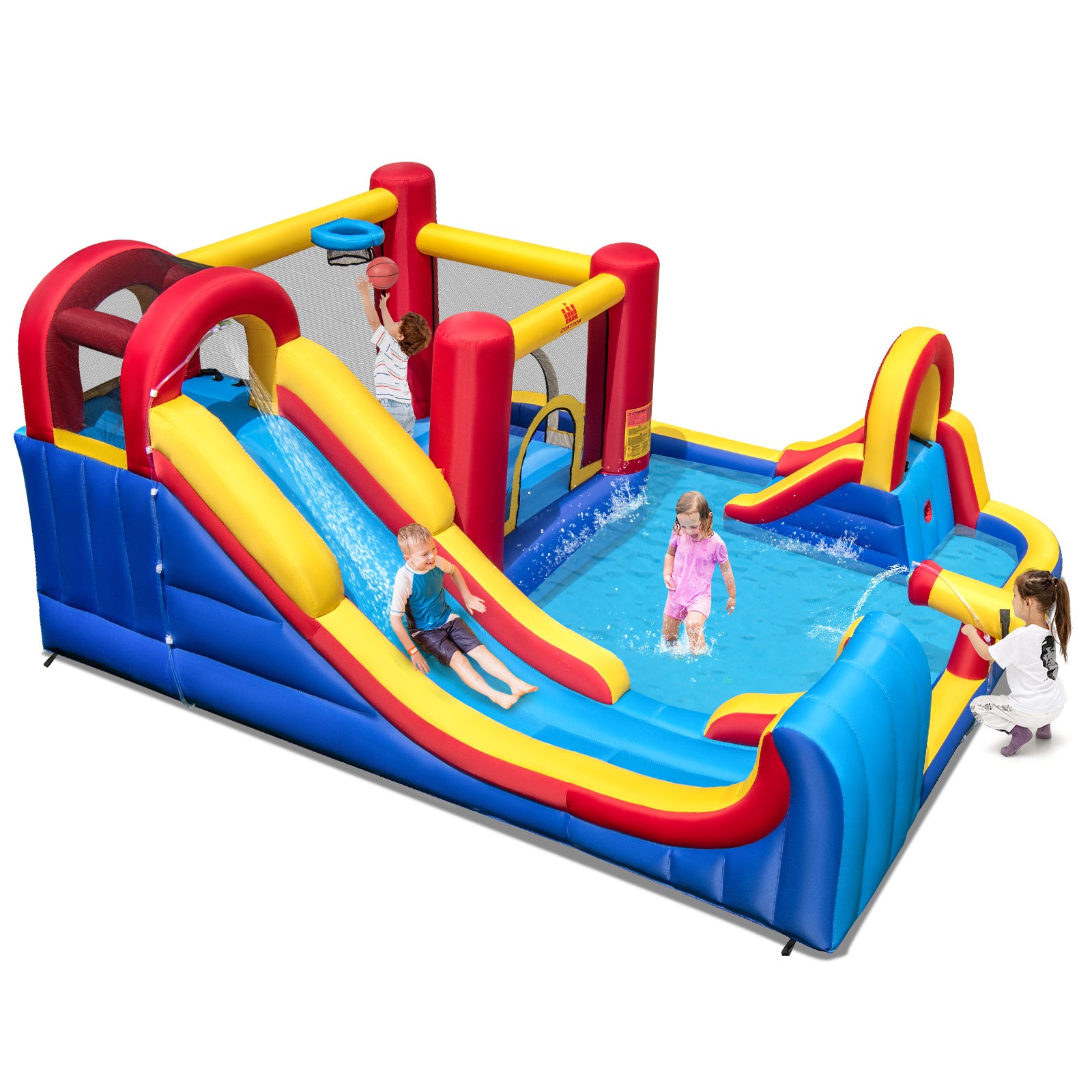 7 in 1 Outdoor Inflatable Bounce House with Water Slides and Splash Pools with 735W Blower, Red Bounce House at Gallery Canada