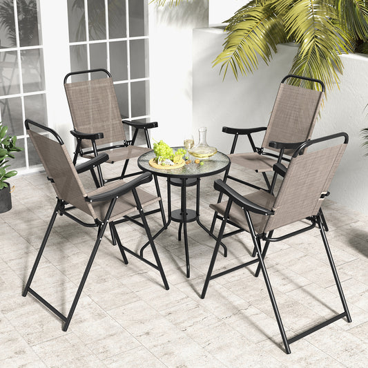 Patio Folding Bar Stool Set, Metal Frame, Footrest, Coffee Patio Bar Furniture Coffee at Gallery Canada