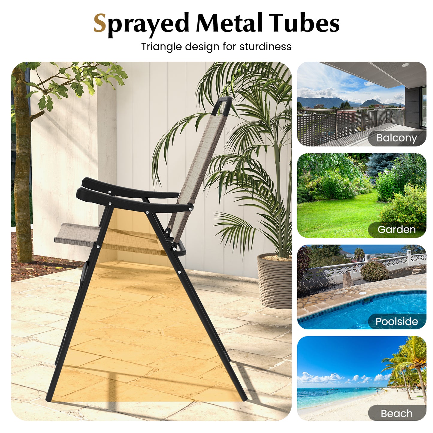 Patio Folding Bar Stool Set, Metal Frame With Footrest, Coffee Patio Bar Furniture at Gallery Canada