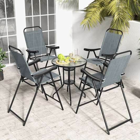 Patio Folding Bar Stool Set of 4 with Metal Frame and Footrest, Blue Patio Bar Furniture Blue at Gallery Canada