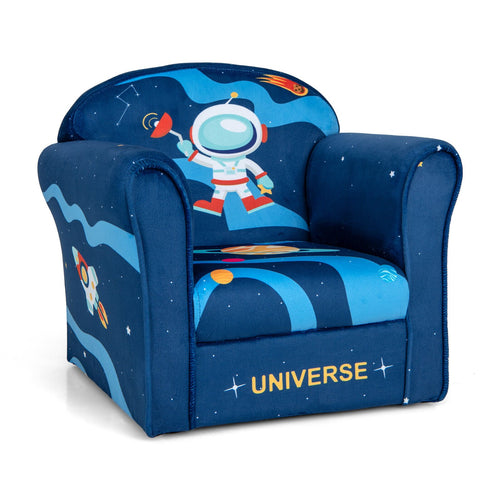 Toddler Upholstered Armchair with Solid Wooden Frame and High-density Sponge Filling, Multicolor