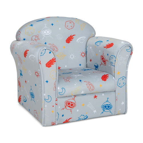 Toddler Upholstered Armchair with Solid Wooden Frame and High-density Sponge Filling, Gray