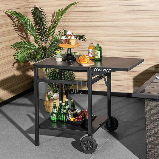 Movable Outdoor Grill Cart With Folding Tabletop, Black Outdoor Grills Black at Gallery Canada
