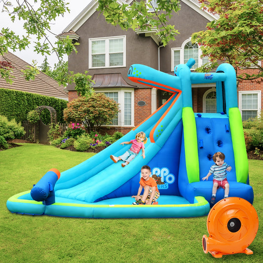 Inflatable Water Slide Bounce House, 740W Blower, Blue Bounce House Blue at Gallery Canada