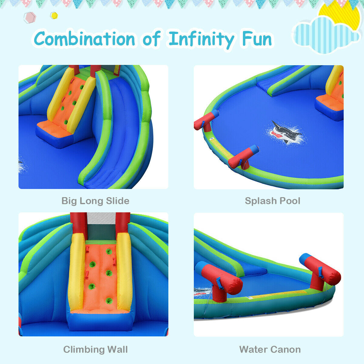 Inflatable Water Slide Bounce House with Mighty Splash Pool, Blue Bounce House at Gallery Canada