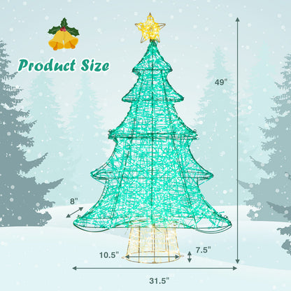 4 Feet Lighted Artificial Christmas Tree with 520 LED Lights and Top Star, Green