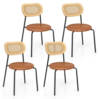 Set of 2 Rattan Dining Chair with Metal Legs, Coffee at Gallery Canada