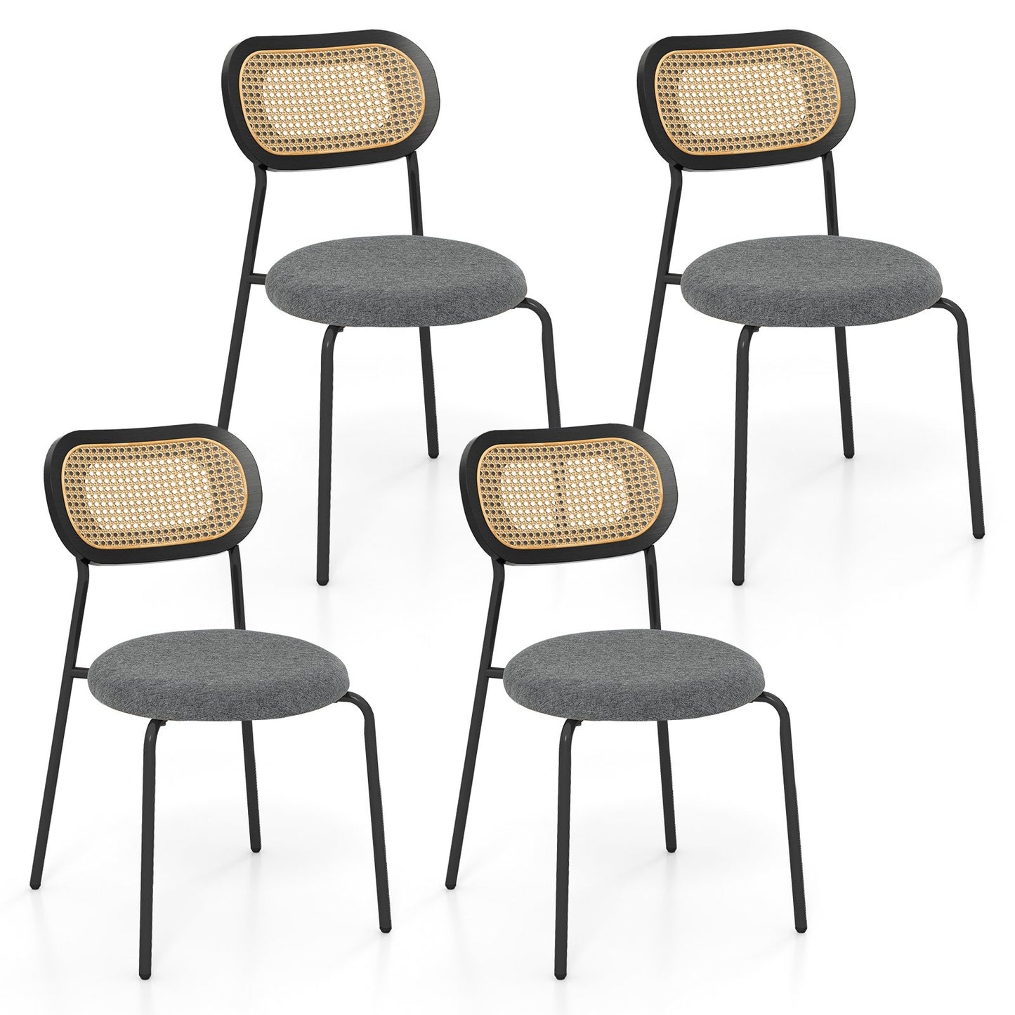 Set of 2 Rattan Dining Chair with Metal Legs, Gray at Gallery Canada
