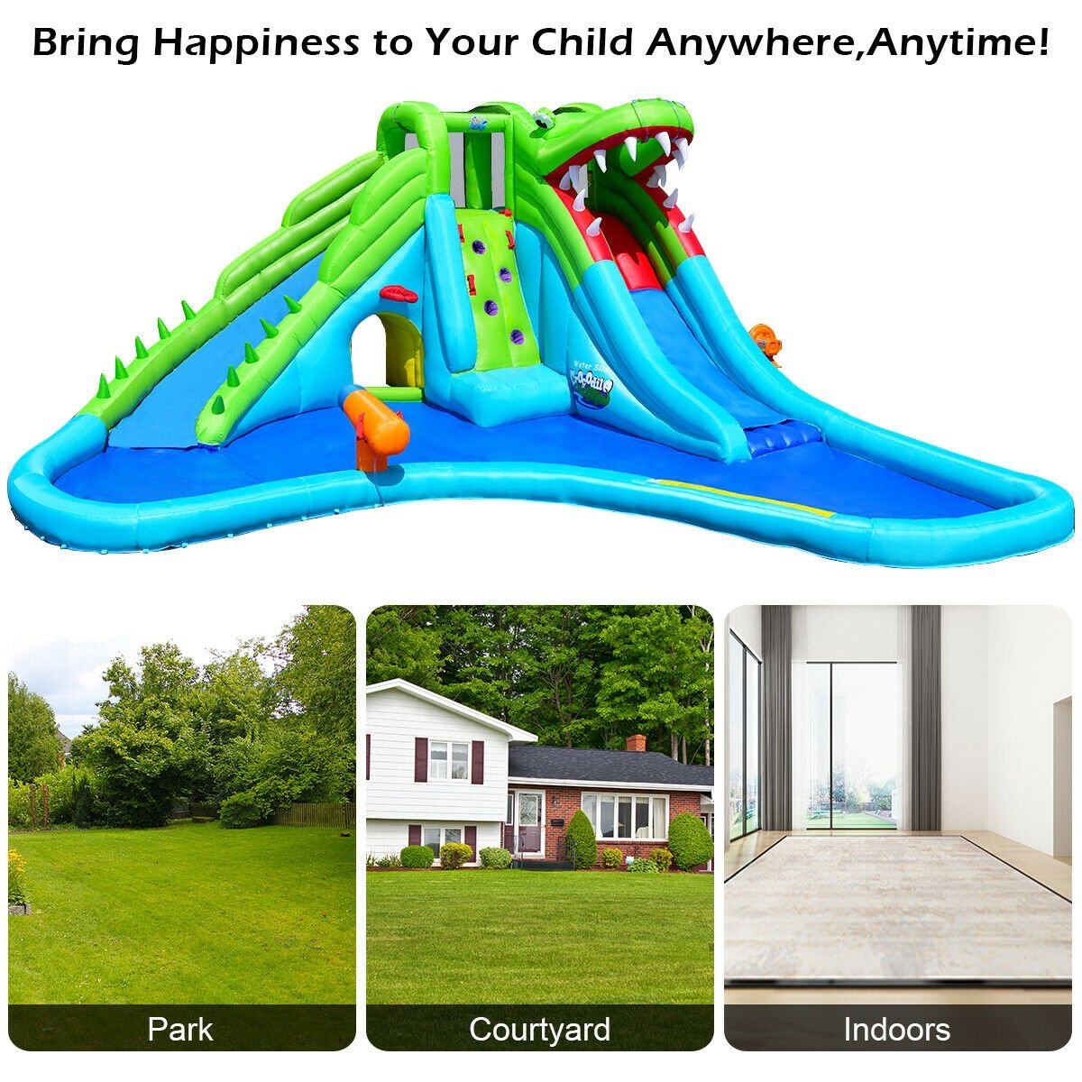 Inflatable Crocodile Water Slide Climbing Wall Bounce House at Gallery Canada