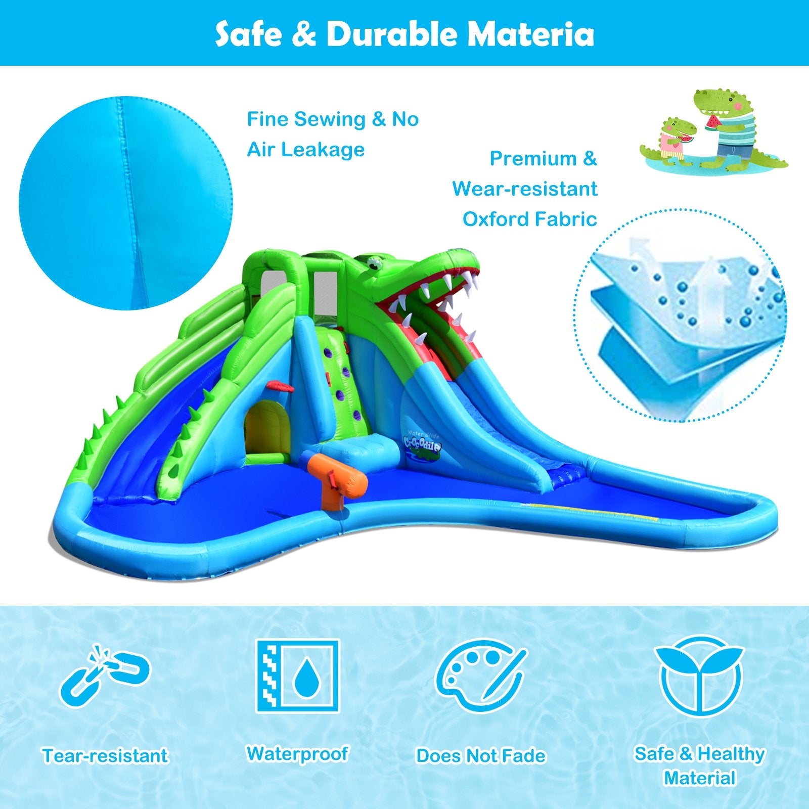Inflatable Crocodile Water Slide Climbing Wall Bounce House at Gallery Canada