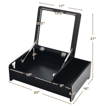 Compact Bay Window Makeup Dressing Table with Flip-Top Mirror, Black at Gallery Canada