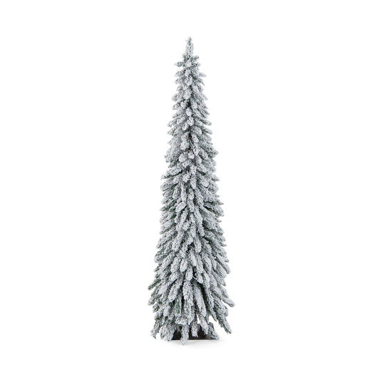 4/5/6 Feet Pre-Lit Artificial Christmas Tree Snow-Flocked Slim Pencil Xmas Decor-6 ft, White at Gallery Canada