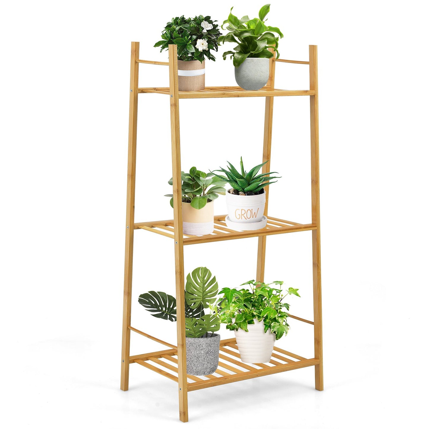 3 Tiers Vertical Bamboo Plant Stand, Natural