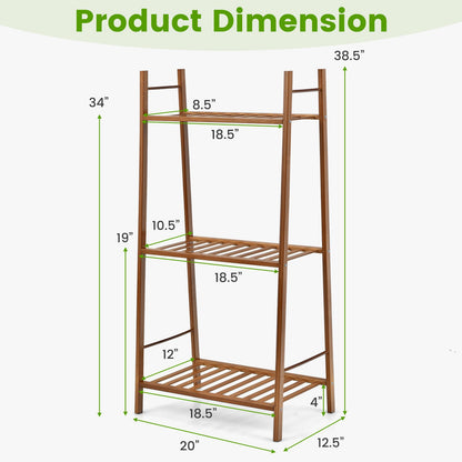 3 Tiers Vertical Bamboo Plant Stand, Brown