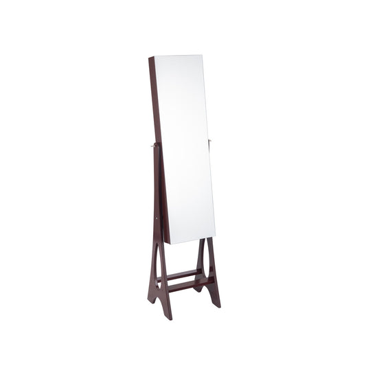 Standing Mirror Jewelry Cabinet, Brown