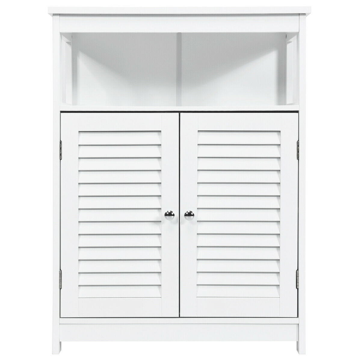 Wood Freestanding Bathroom Storage Cabinet, Double Shutter Door, White