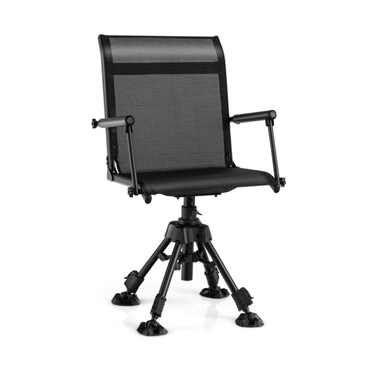 Folding Swivel Patio Chair with 4 Adjustable Leg, Black