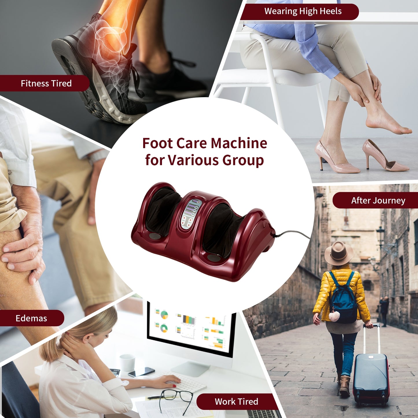 Therapeutic Shiatsu Foot Massager with High Intensity Rollers, Red Foot Massager at Gallery Canada