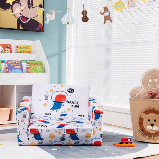 Convertible Kids Sofa, Velvet Fabric, White Kids Chairs & Seating White at Gallery Canada