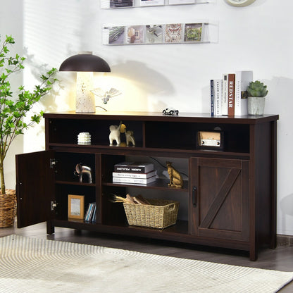 59 Inch TV Stand Media Center Console Cabinet with Barn Door for TV's 65 Inch, Brown at Gallery Canada