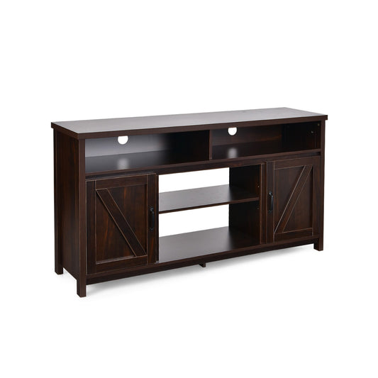 59 Inch TV Stand Media Center Console Cabinet with Barn Door for TV's 65 Inch, Brown