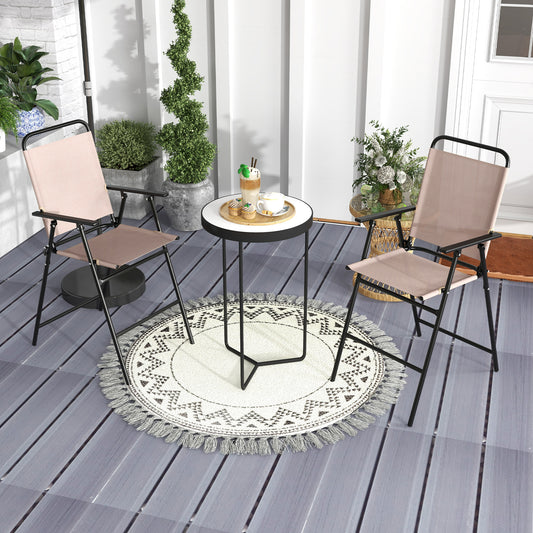 Set of 2 Patio Folding Bar-Height Chairs, Armrests, Quick-Drying Seat, Beige Patio Bar Furniture Beige at Gallery Canada
