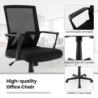 Ergonomic Desk Chair with Lumbar Support and Rocking Function, Black