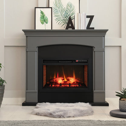 26 Inch Infrared Electric Fireplace Insert with Remote Control, Black
