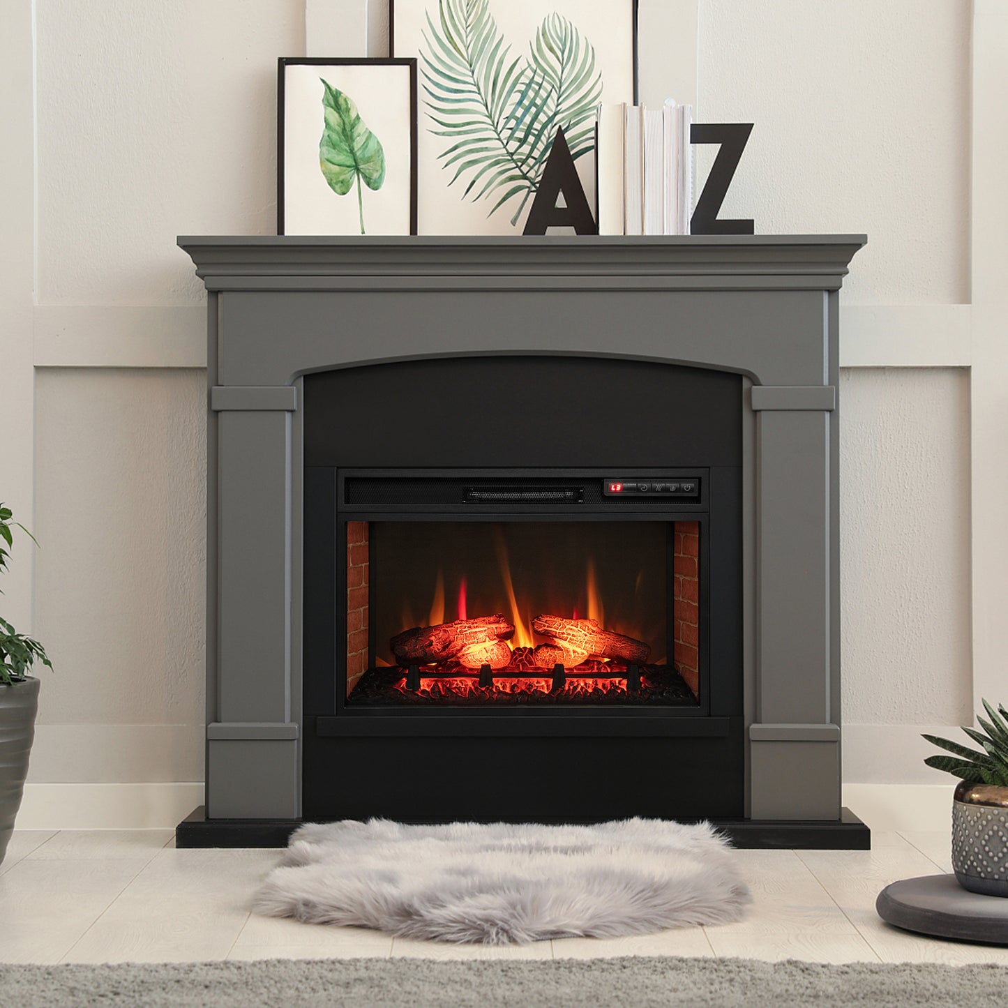 26 Inch Infrared Electric Fireplace Insert with Remote Control, Black Fireplaces at Gallery Canada