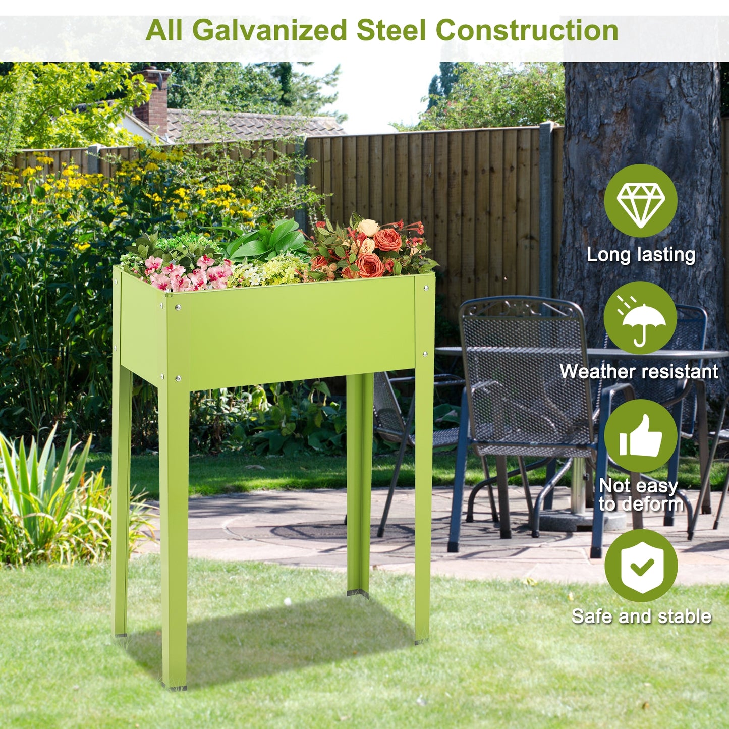 24.5 x 12.5 Inch Elevated Garden Plant Bed, Green Raised Garden Beds at Gallery Canada