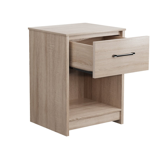 Wooden End Side Table Nightstand with Drawer Storage Shelf, Natural at Gallery Canada