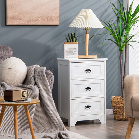 3-Drawer End Storage Wood Nightstand, White Nightstands White at Gallery Canada