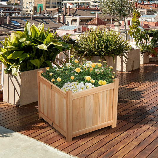 Foldable Flower Bed with Drainage Hole and Base Raised Garden Beds Natural at Gallery Canada
