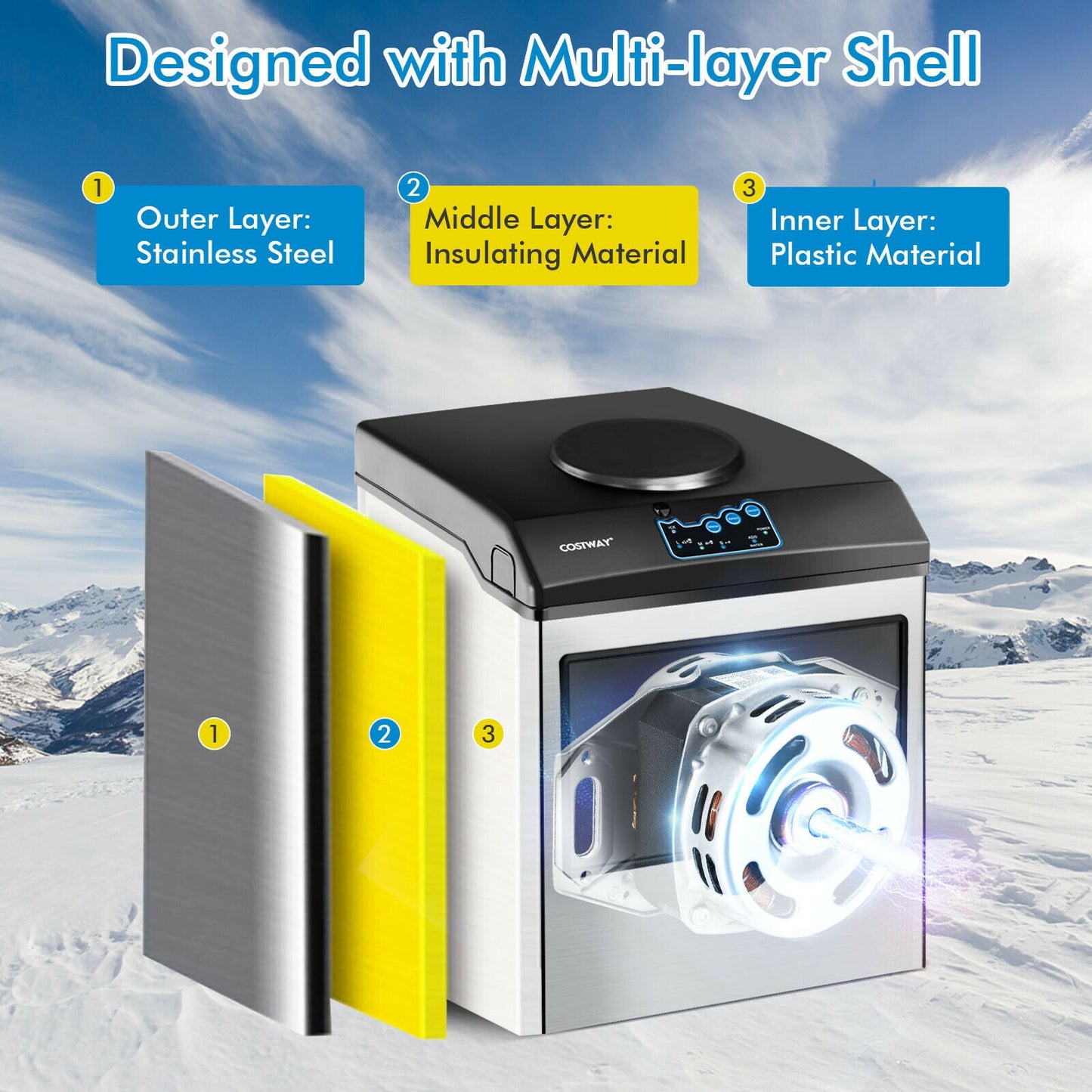 Stainless Steel Countertop Ice Maker, Water Dispenser, Gray, Black Ice Makers at Gallery Canada