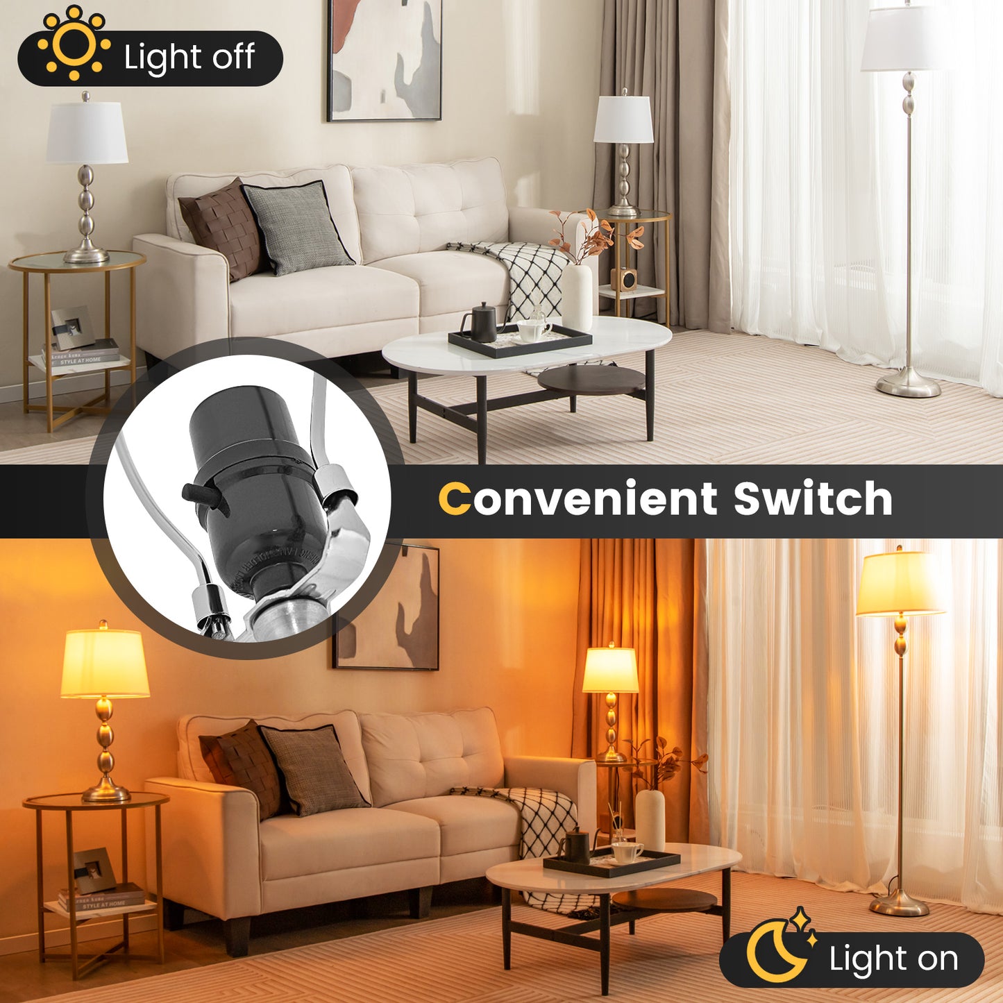 3-Piece Table And Floor Lamp Set Table & Floor Lamps at Gallery Canada