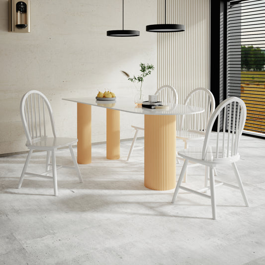 Set of 2 Windsor Wood Chairs, Spindle Back, White Dining Chairs White at Gallery Canada