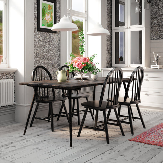Set of 2 Vintage Windsor Wood Chair, Spindle Back, Black Dining Chairs Black at Gallery Canada