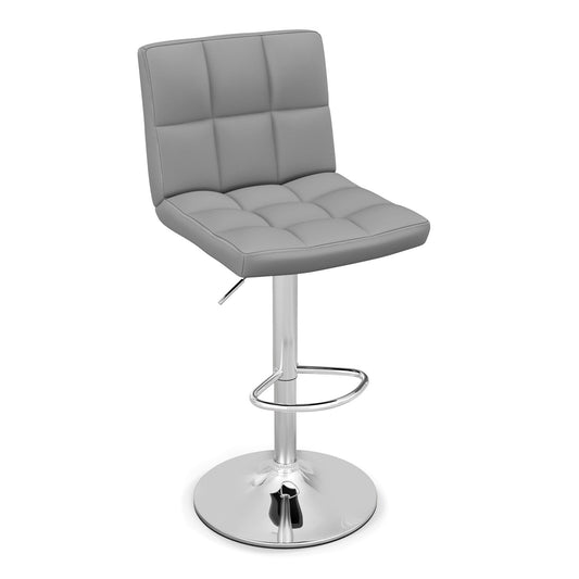 Armless PU Leather Bar Stool with Adjustable Height and Swivel Seat, Gray