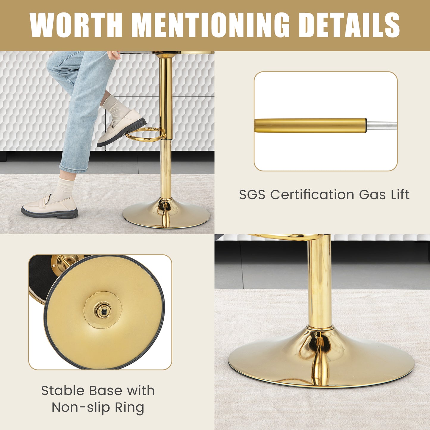 Swivel Barstool with Woven Back Set of 2 for Kitchen Island Cafe, Gray Bar Stools at Gallery Canada