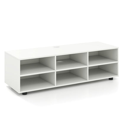 TV Stand for TV up to 55 Inch with 6 Storage Compartments, White