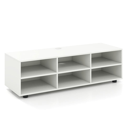 TV Stand for TV up to 55 Inch with 6 Storage Compartments, White at Gallery Canada