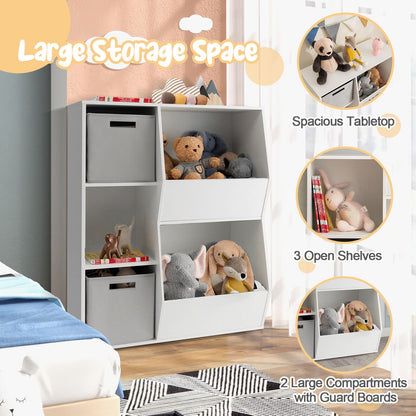 Kids Toy Storage Cabinet Shelf Organizer, White