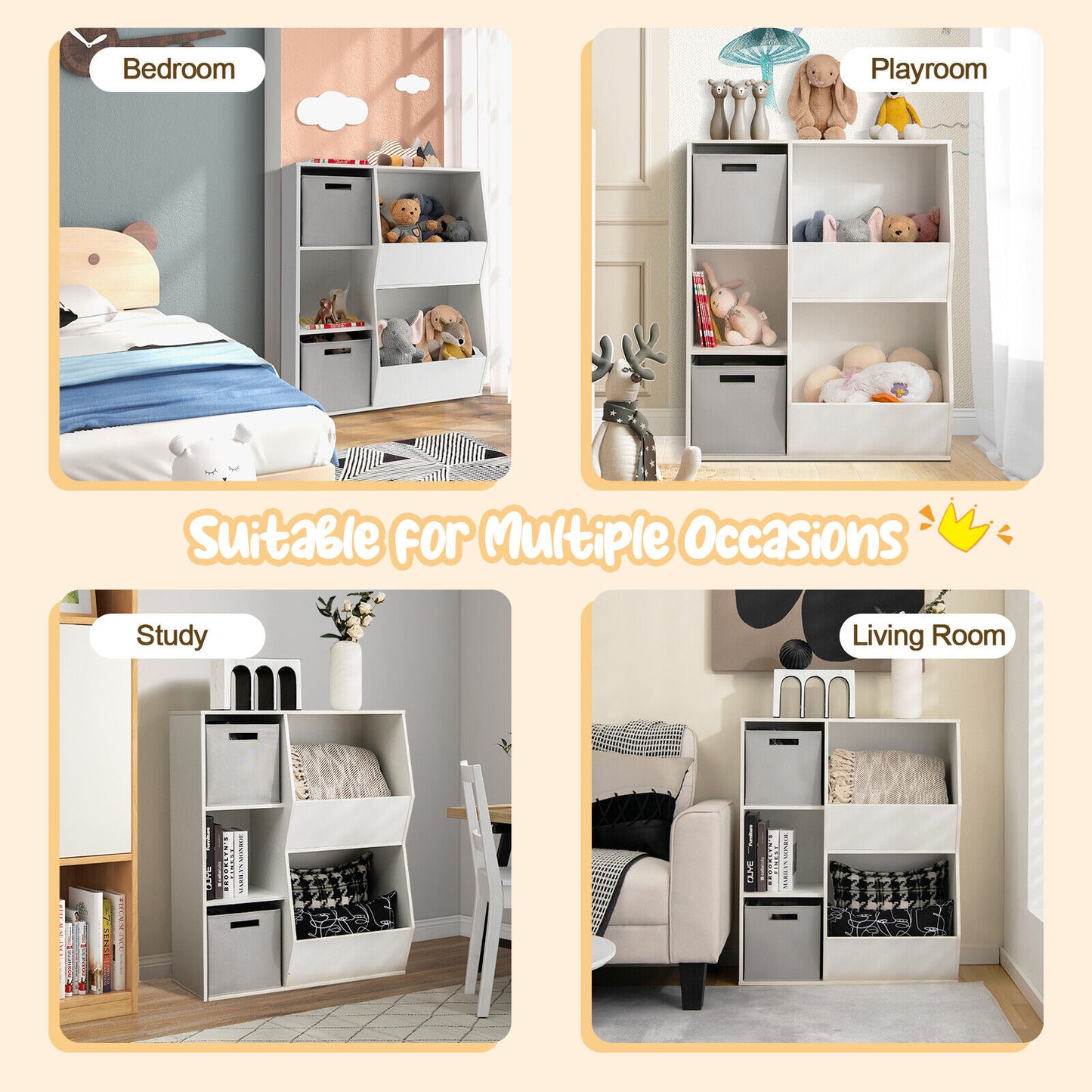 White Kids Toy Storage Cabinet Shelf Organizer, White Kids Storage at Gallery Canada