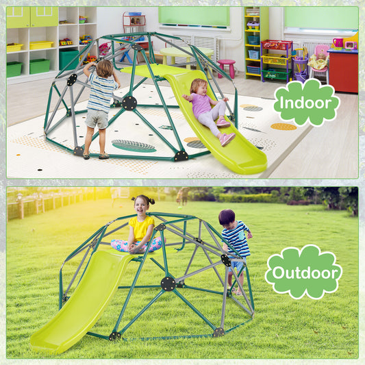 Kids Climbing Dome With Slide, Fabric Cushion, Green Climbers & Slides Green at Gallery Canada