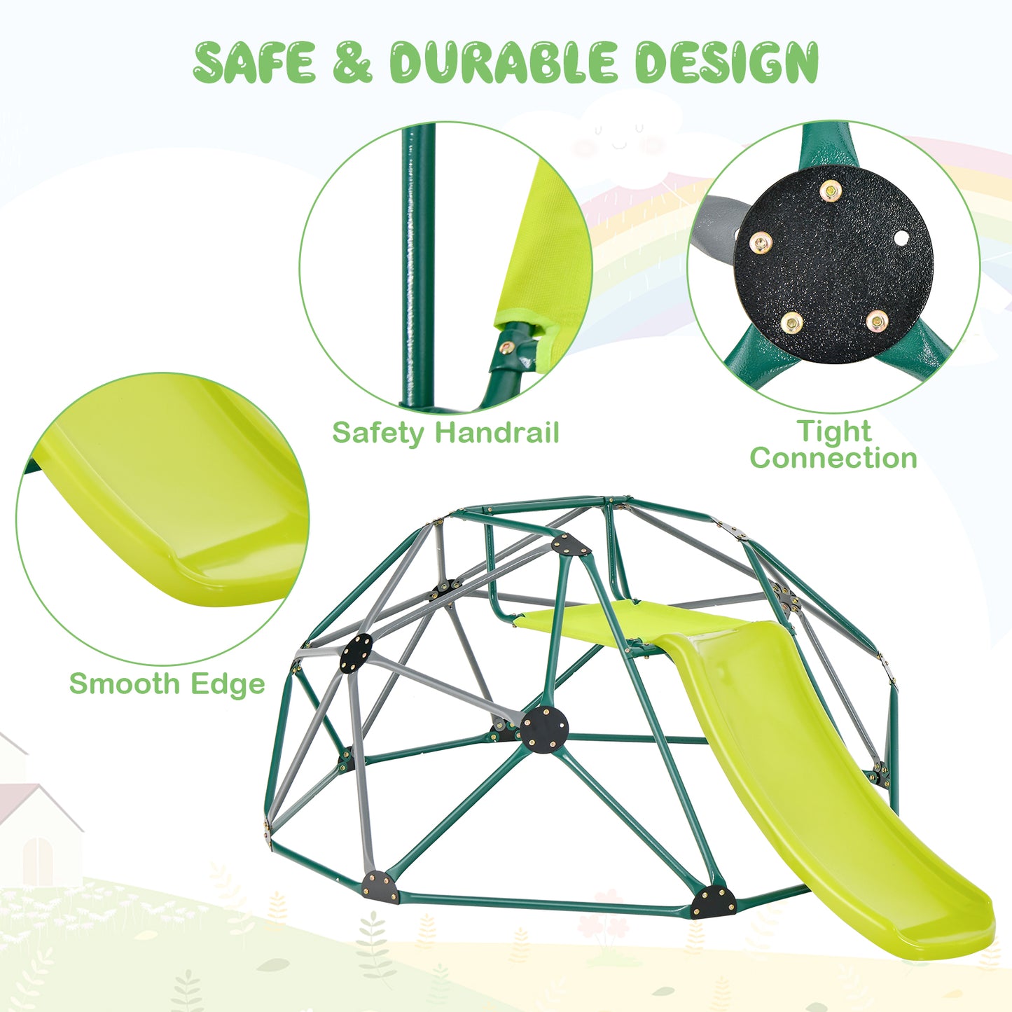 Kids Climbing Dome With Slide, Fabric Cushion, Green Climbers & Slides at Gallery Canada