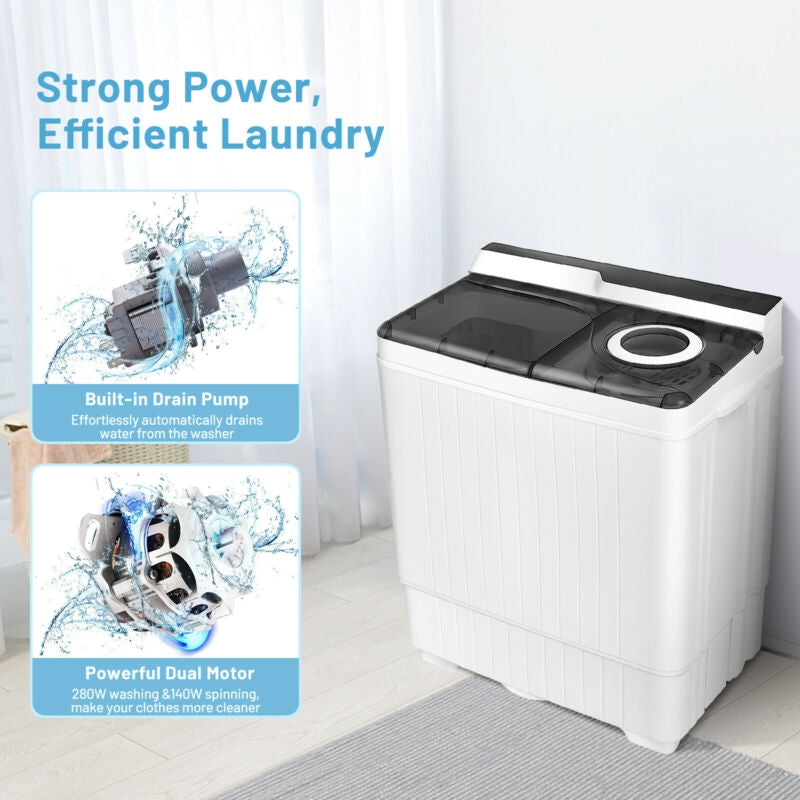 26 Pound Portable Semi-Automatic Washing Machine, Gray Washing Machines at Gallery Canada