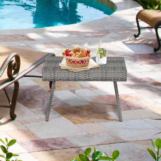 Folding PE Rattan Side Coffee Table Patio Garden Furniture, Gray Patio Coffee Tables Gray at Gallery Canada
