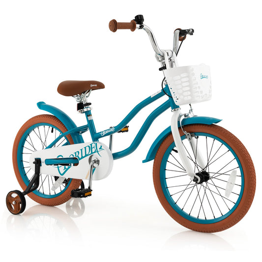 Children Bicycle with Front Handbrake and Rear Coaster Brake, Turquoise